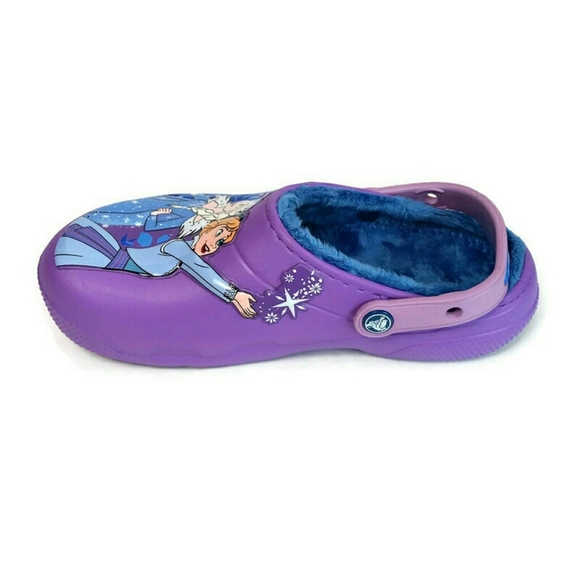 Crocs Girls Fun Lab Lined Frozen Anna Elsa Clog j3 - Picture 8 of 12
